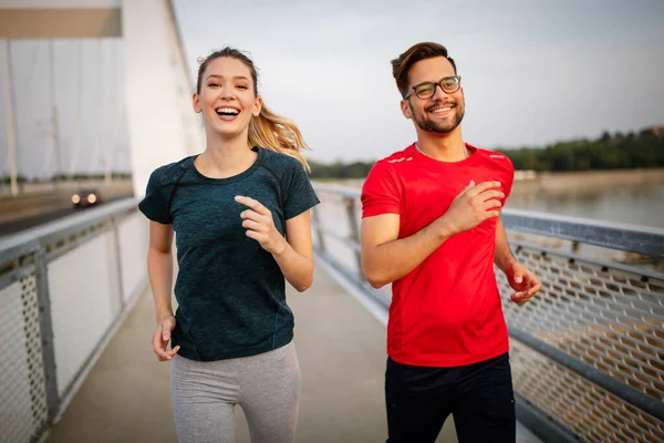 Young People Jogging Exercising Living Healthy Sporty Lifestyle — Stock Photo, Image
