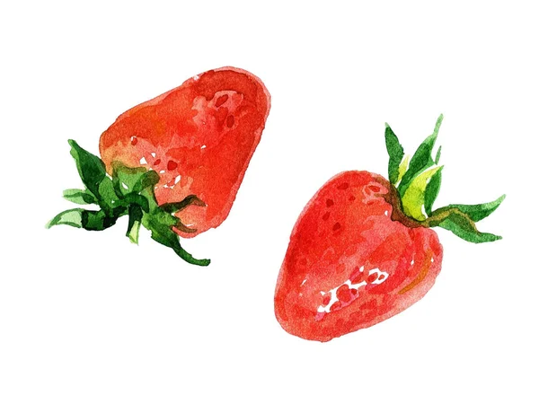 Akvarell-gruppen av jordgubbar — Stockfoto