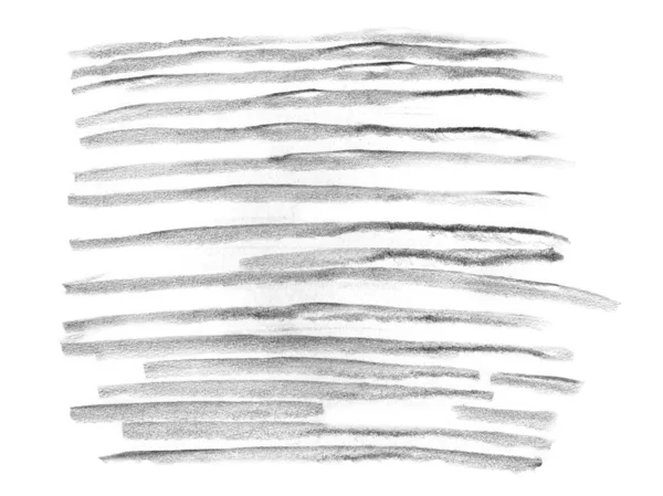 黑色和白色背景︰ 水平笔画的石墨铅笔在纸上. — 图库照片