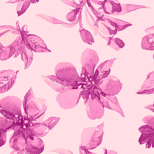 Aquarell nahtloses Muster. nahtloser Hintergrund der Blumen. — Stockfoto