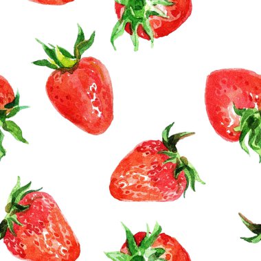 Sulu Boya Dikişsiz desen çilek.