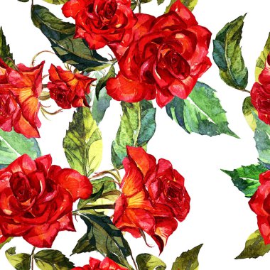 Seamless modeli içinde suluboya boyalı gül.