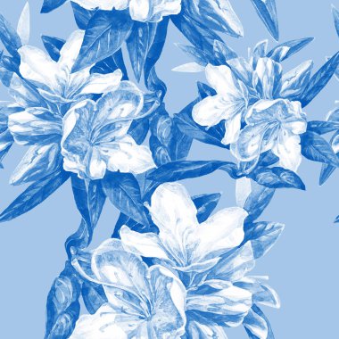 Sorunsuz arka planını çiçekler azaleas sulu boya boyalı.