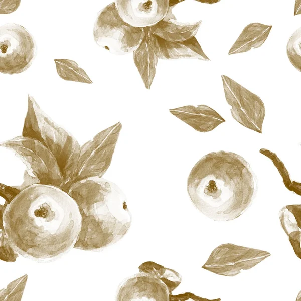 Бесшовный Узор Яблоками Нарисованными Акварелью — стоковое фото