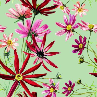 Çiçek evrenin sorunsuz arka plan deseni.