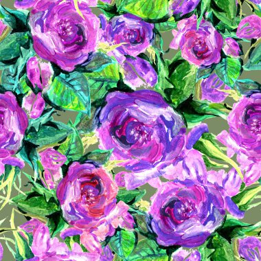 Dikişsiz desen boyalı gül.