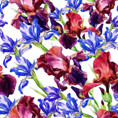 Süsen seamless modeli içinde suluboya boyalı.