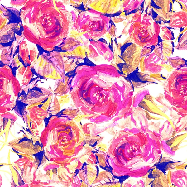 Seamless Pattern Painted Roses — Stock Photo, Image