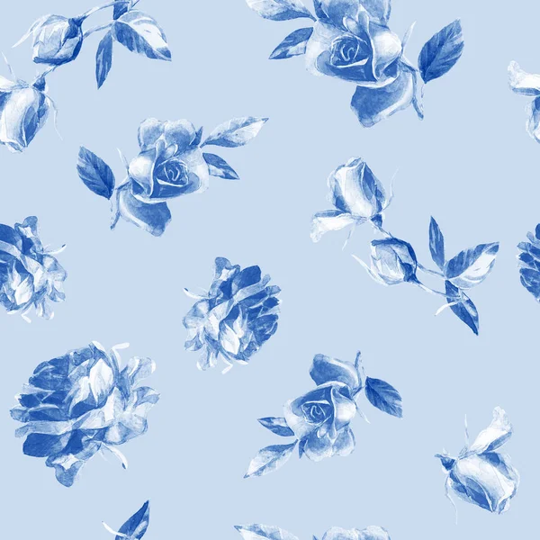 Seamless Pattern Roses Painted Watercolor — Stock Photo, Image