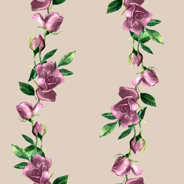 Jednolity Wzór Róż Malowane Akwareli — Zdjęcie stockowe