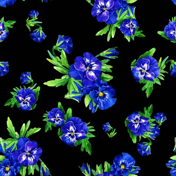 水彩バイオレット花のシームレス パターン — ストック写真