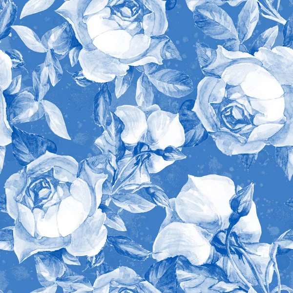 Floral Rosa Padrão Sem Costura Pintado Com Aquarelas — Fotografia de Stock