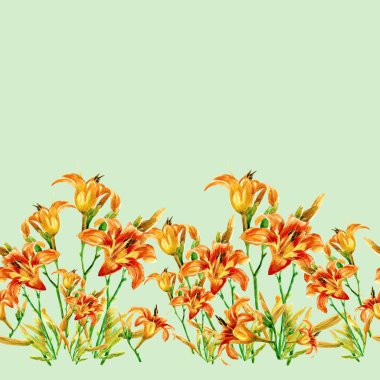 Zambak seamless modeli içinde suluboya boyalı.