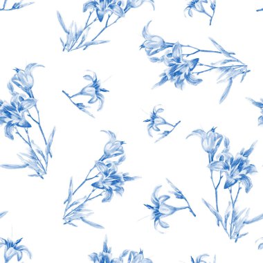 Zambak seamless modeli içinde suluboya boyalı.