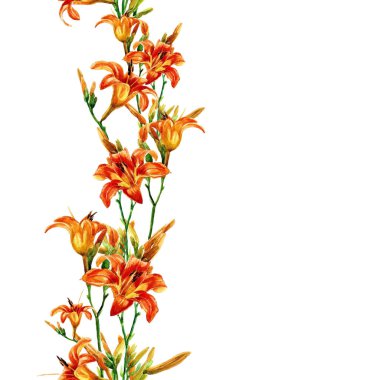 Zambak seamless modeli içinde suluboya boyalı.