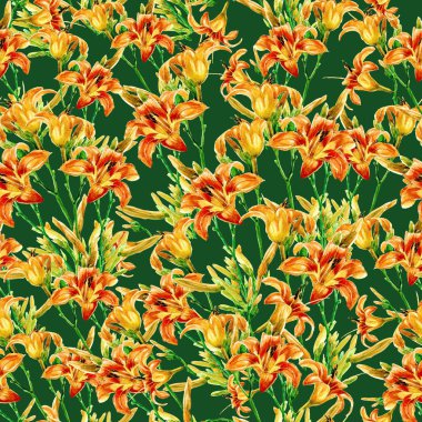 Zambak seamless modeli içinde suluboya boyalı.