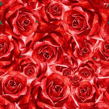 Sulu Boya Dikişsiz desen gül.