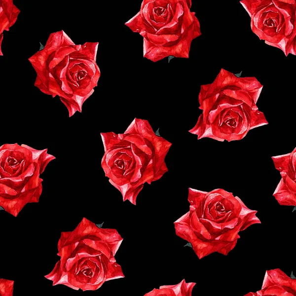 Акварель Безшовний Візерунок Троянд — стокове фото