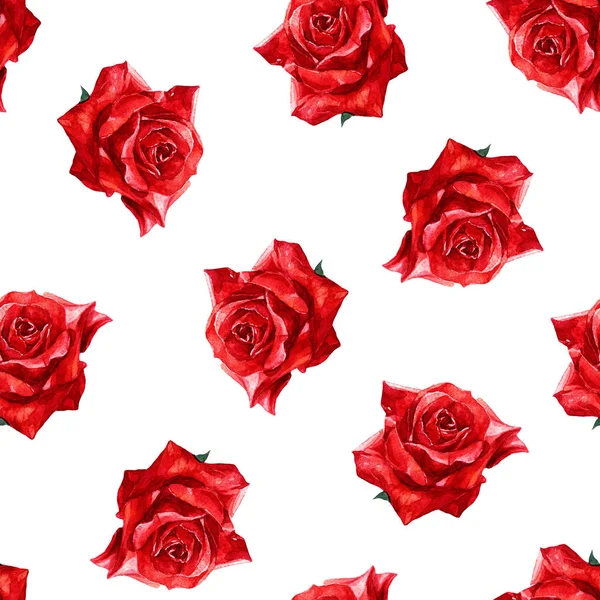 Akvarelu Bezešvé Vzor Růže — Stock fotografie
