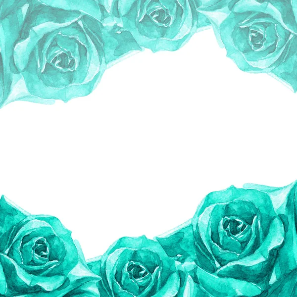 白い背景に分離されたバラの水彩画のフレーム — ストック写真