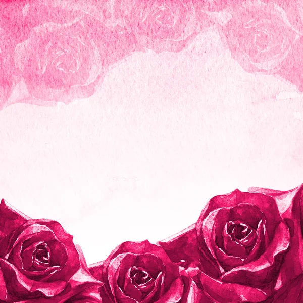Rám Růže Akvarel Izolovaných Bílém Pozadí — Stock fotografie