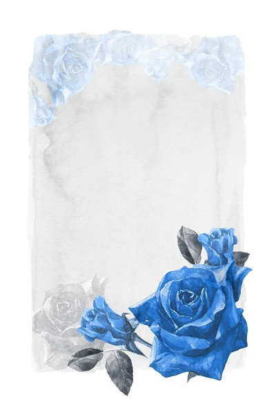 Quadro Rosas Aquarela Isolado Fundo Branco — Fotografia de Stock