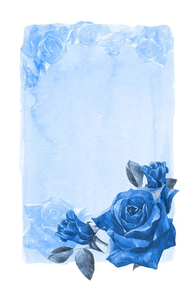 Рамка Троянд Акварель Ізольована Білому Тлі — стокове фото