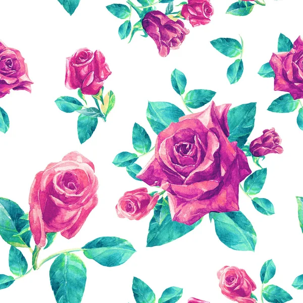 Watercolor Seamless Pattern Roses — Stock Photo, Image