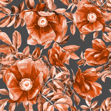 Yabani gül çiçek desen yinelenen suluboya.