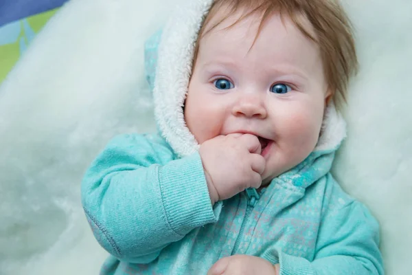Portrait Funny Baby Overalls — Stock Photo, Image