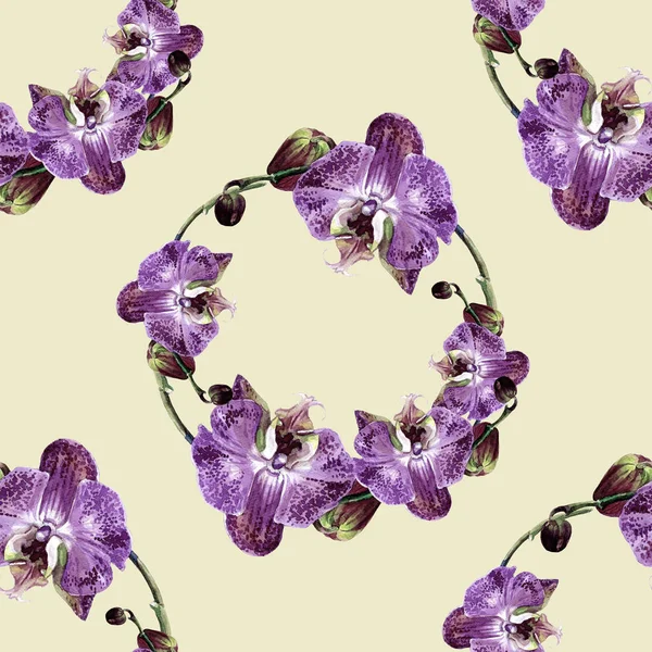 Akvarell Sömlösa Mönster Med Orkidéer — Stockfoto