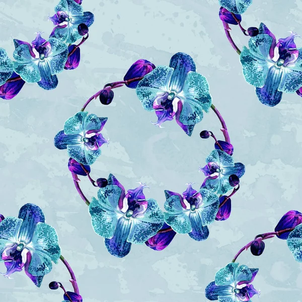 蘭が水彩のシームレス パターン — ストック写真