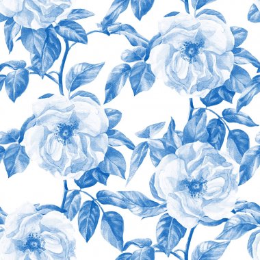 Seamless modeli içinde suluboya boyalı gül.