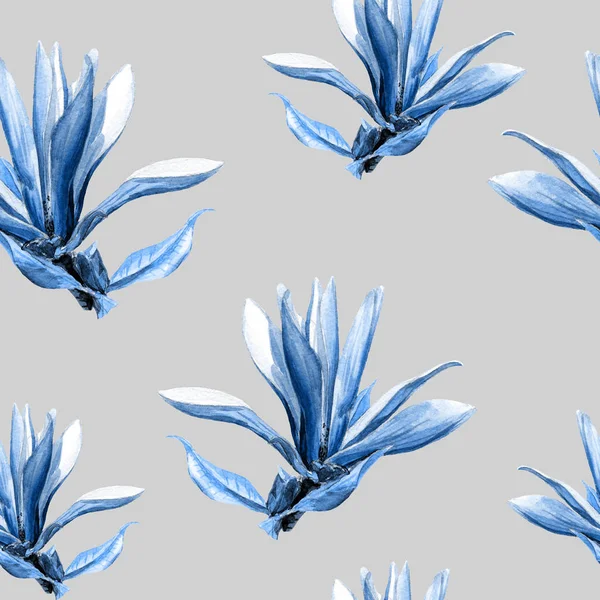 Χωρίς Ραφή Πρότυπο Του Magnolia Λουλούδια Βαμμένο Ακουαρέλα — Φωτογραφία Αρχείου