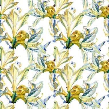 Azalea çiçeklerinin suluboya desenleri.