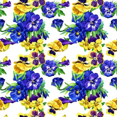 Çiçeklerin pürüzsüz deseni suluboya.