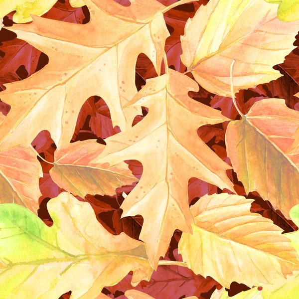 Акварель Бесшовный Узор Осенних Листьев — стоковое фото
