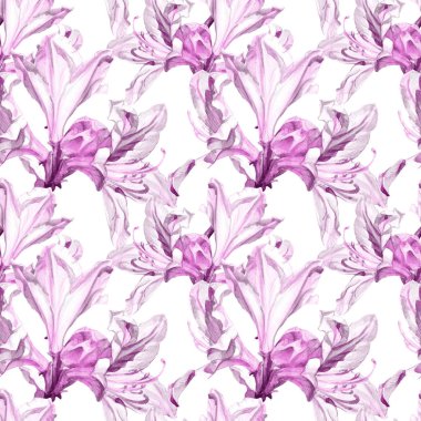 Azalea çiçeklerinin suluboya desenleri.