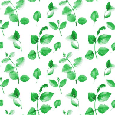 Yapraklı dalların dikişsiz deseni suluboya.