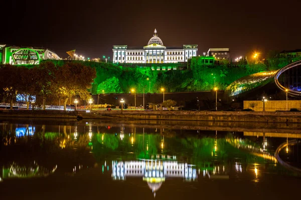 Georgia, Tbilisi night . View from the right bank of the Kura Ri