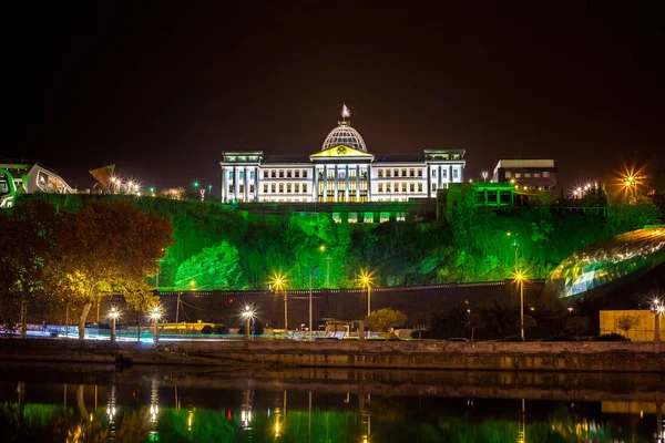 Georgia, Tbilisi night . View from the right bank of the Kura Ri
