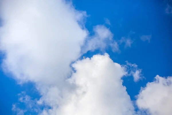 Mavi gökyüzü, Uçan Martı ile bulutlar — Stok fotoğraf