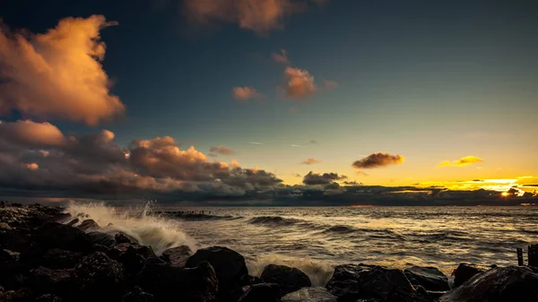 Colorful sunset in the Black Sea, Poti, Georgia — Stock Photo, Image