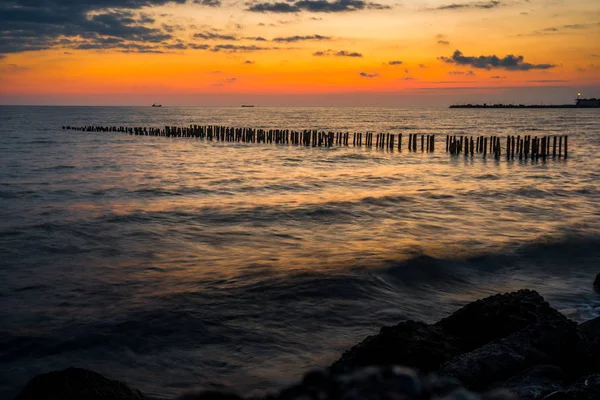 Colorful sunset in the Black Sea, Poti, Georgia — Stock Photo, Image