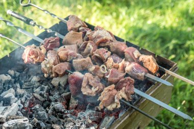 Gürcü mtsvadi (kebab) hazırlama. Sigara kebab