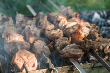 Gürcü mtsvadi (kebab) hazırlama. Sigara kebab