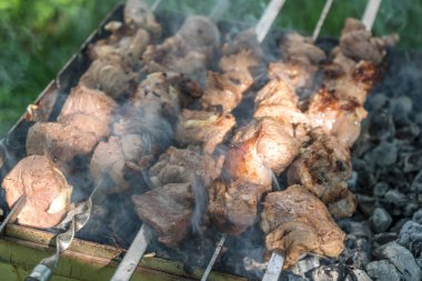 Gürcü mtsvadi (kebab) hazırlama. Sigara kebab