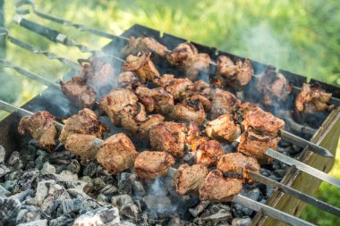 Gürcü mtsvadi (kebab) hazırlama. Sigara kebab