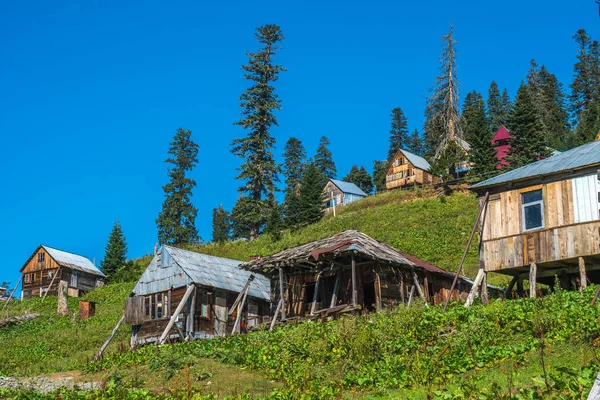 Cabanes dans le village de Bakhmaro, l'une des plus belles montagnes res — Photo