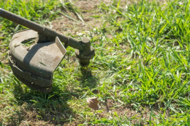 Çim biçme, çim biçme makinesini yakın çekim